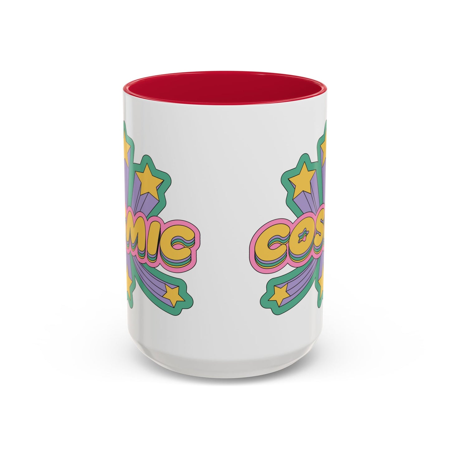 COSMIC Accent Mug – Retro Stars Burst | 11oz 15oz Colored Handle