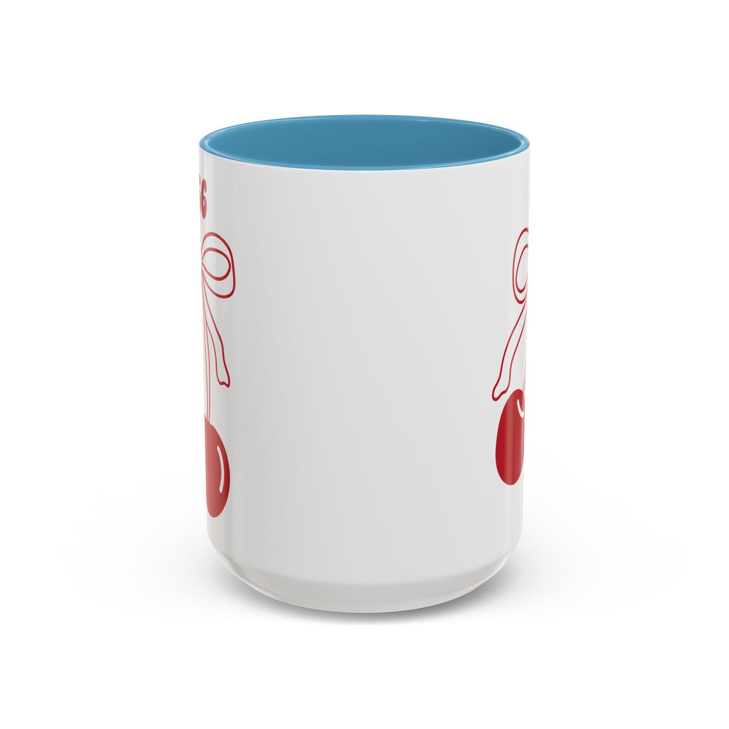 666 Angel Number Cherries Accent Mug – Coquette Bow Kawaii | 11oz 15oz — Pink, Red, Light Blue, Orange, Purple, Yellow