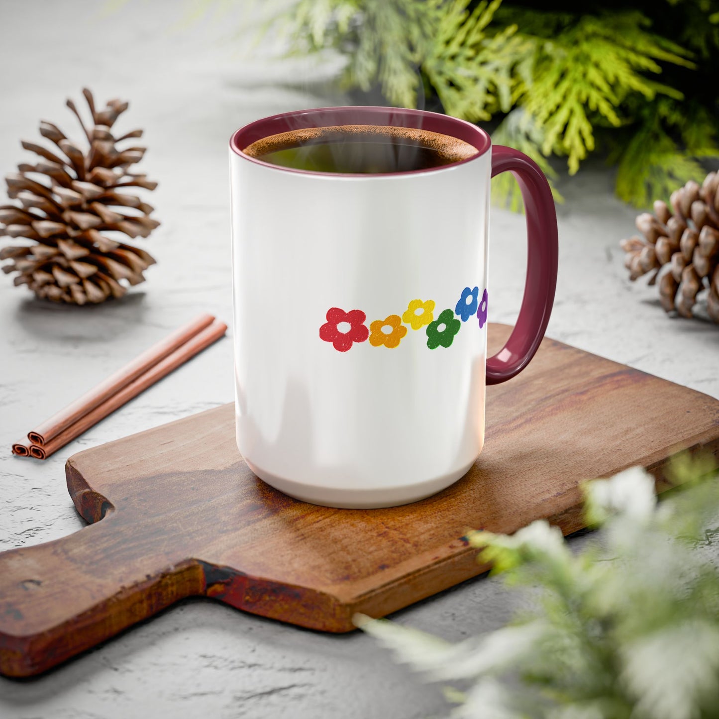 Rainbow Flower Arc Ceramic Mug – 11oz, 15oz, 20oz