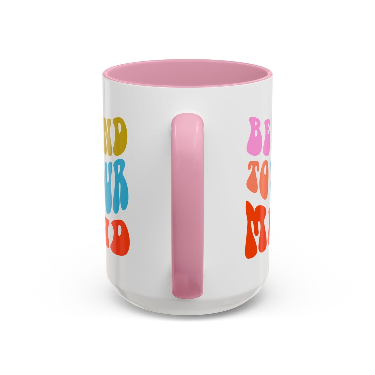 Be Kind To Your Mind Accent Mug – Retro Rainbow Letters | 11oz 15oz Multiple colors