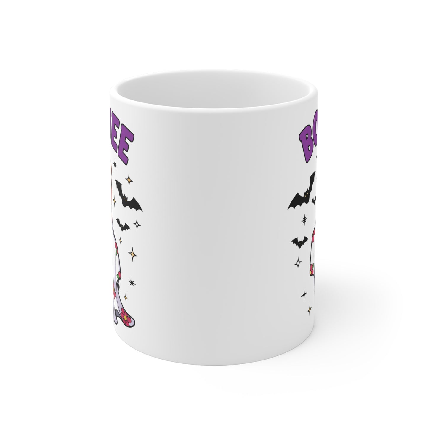 Boo-Jee Ghost Coffee Mug – White Ceramic | Halloween Groovy Vibes