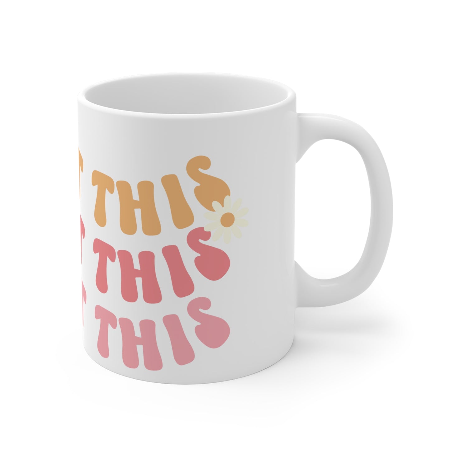 You Got This Groovy 70s Themed Coffee Mug 20oz - Multi-Pink Retro Style Ceramic Cup - Inspirational Positivity Boosting Drinkware