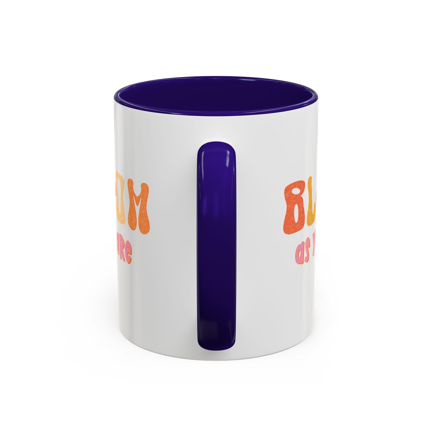 Bloom As You Are Accent Mug – Smiley Flower | 11oz 15oz Colored Handle