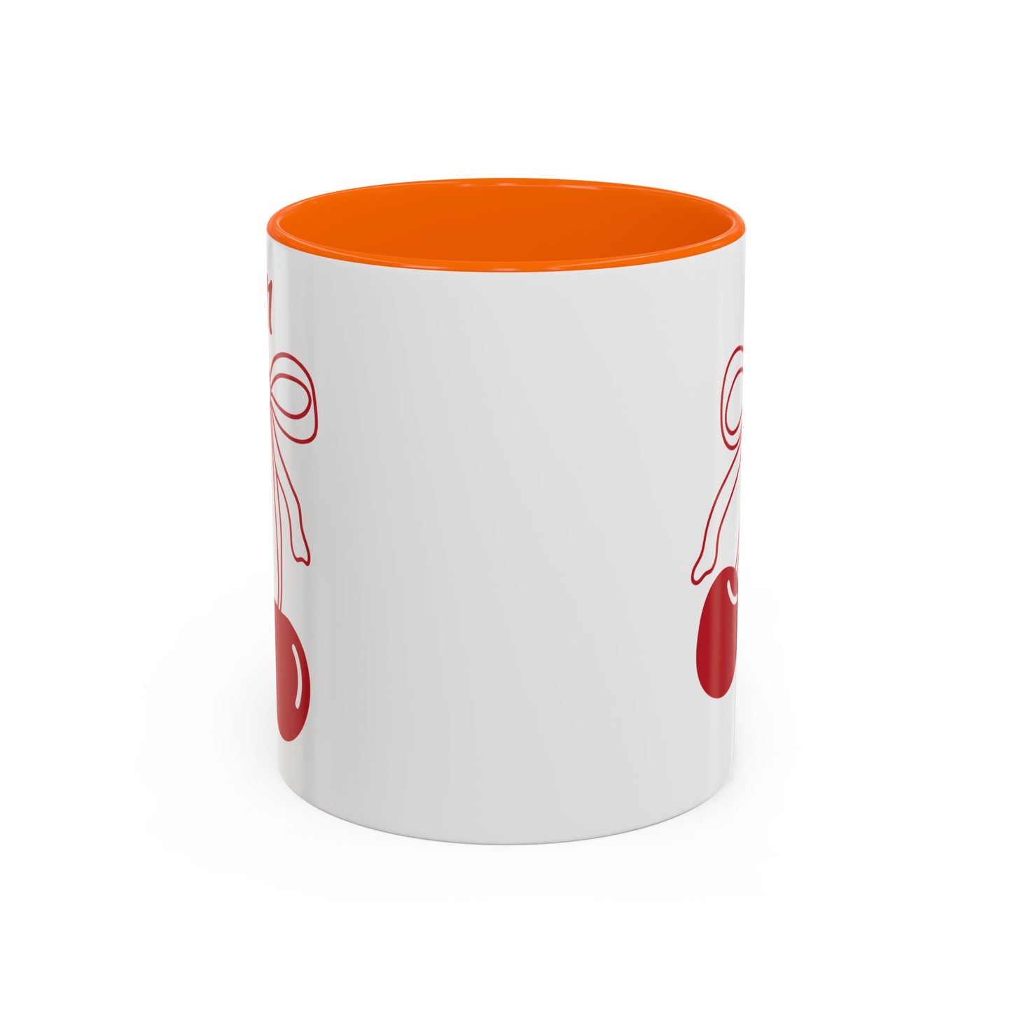 111 Angel Number Cherries Accent Mug – Coquette Bow Kawaii Coffee Mug Aesthetic | 11oz 15oz — Pink, Black, Purple, Yellow, Light Blue