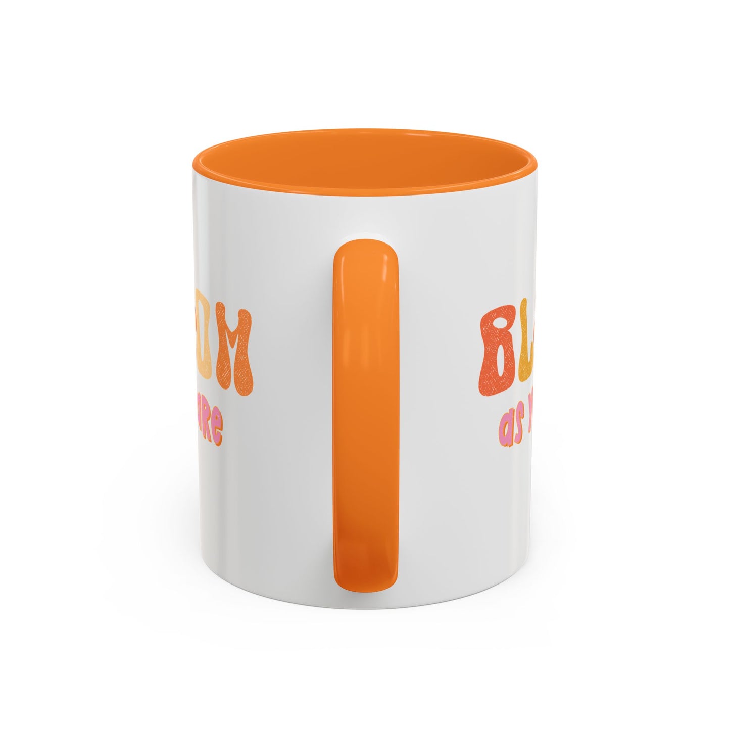 Bloom As You Are Accent Mug – Smiley Flower | 11oz 15oz Colored Handle