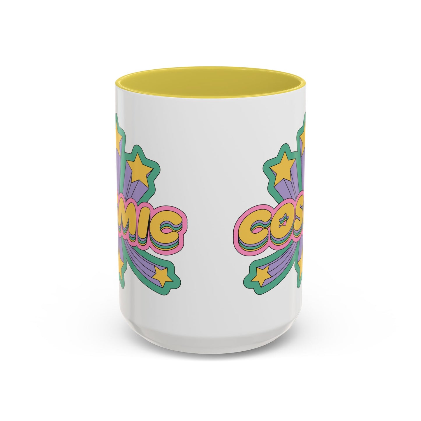 COSMIC Accent Mug – Retro Stars Burst | 11oz 15oz Colored Handle