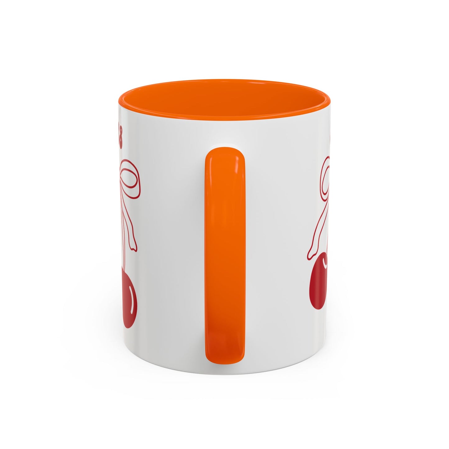 888 Angel Number Cherries Accent Mug – Coquette Bow Kawaii | 11oz 15oz — Purple, Yellow, Navy, Pink, Red, Light Blue, Orange