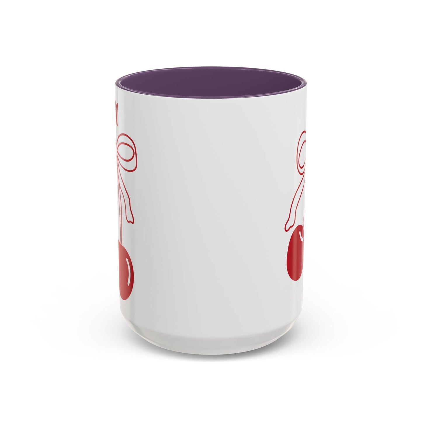 111 Angel Number Cherries Accent Mug – Coquette Bow Kawaii Coffee Mug Aesthetic | 11oz 15oz — Pink, Black, Purple, Yellow, Light Blue