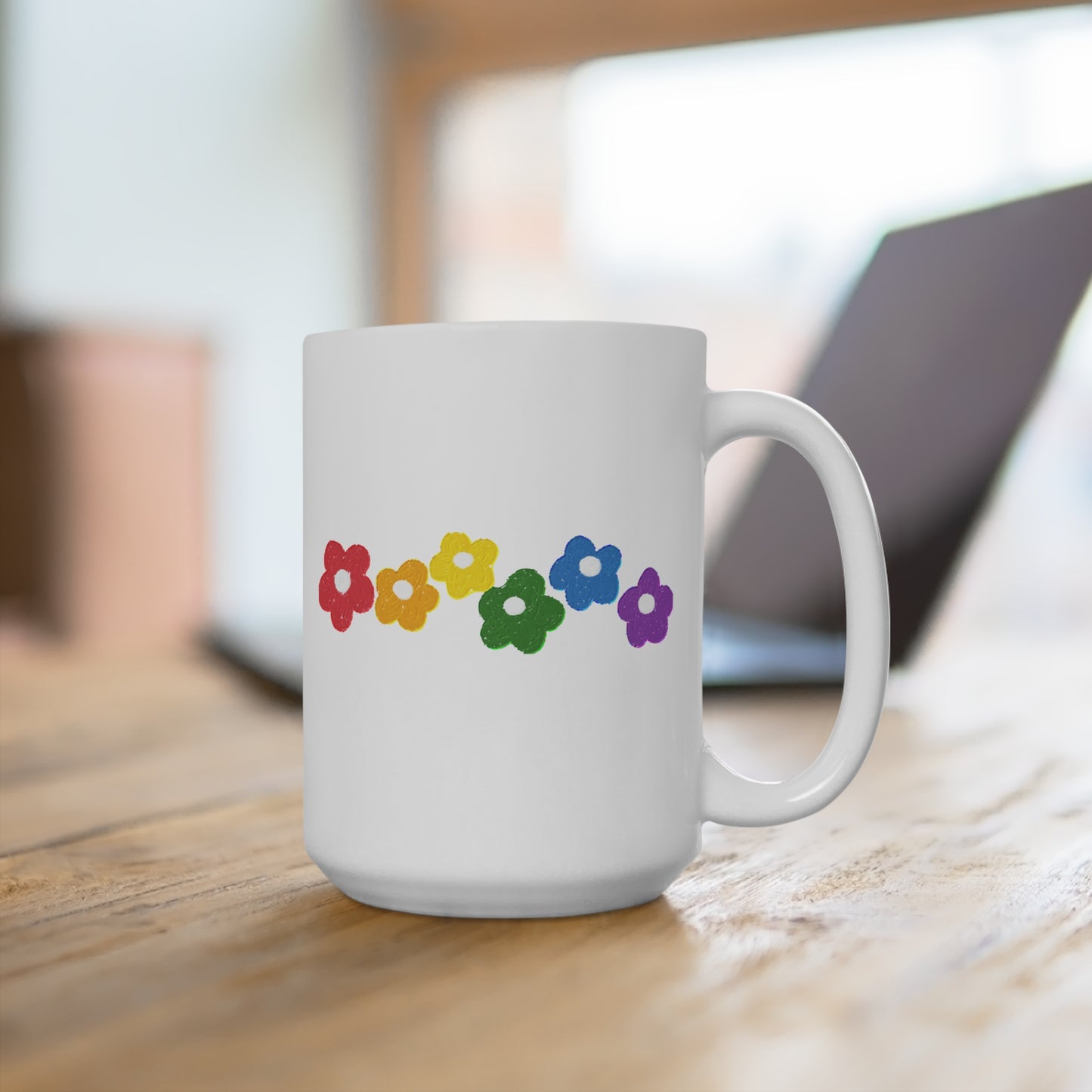 Rainbow Flower Arc Ceramic Mug – 11oz, 15oz, 20oz