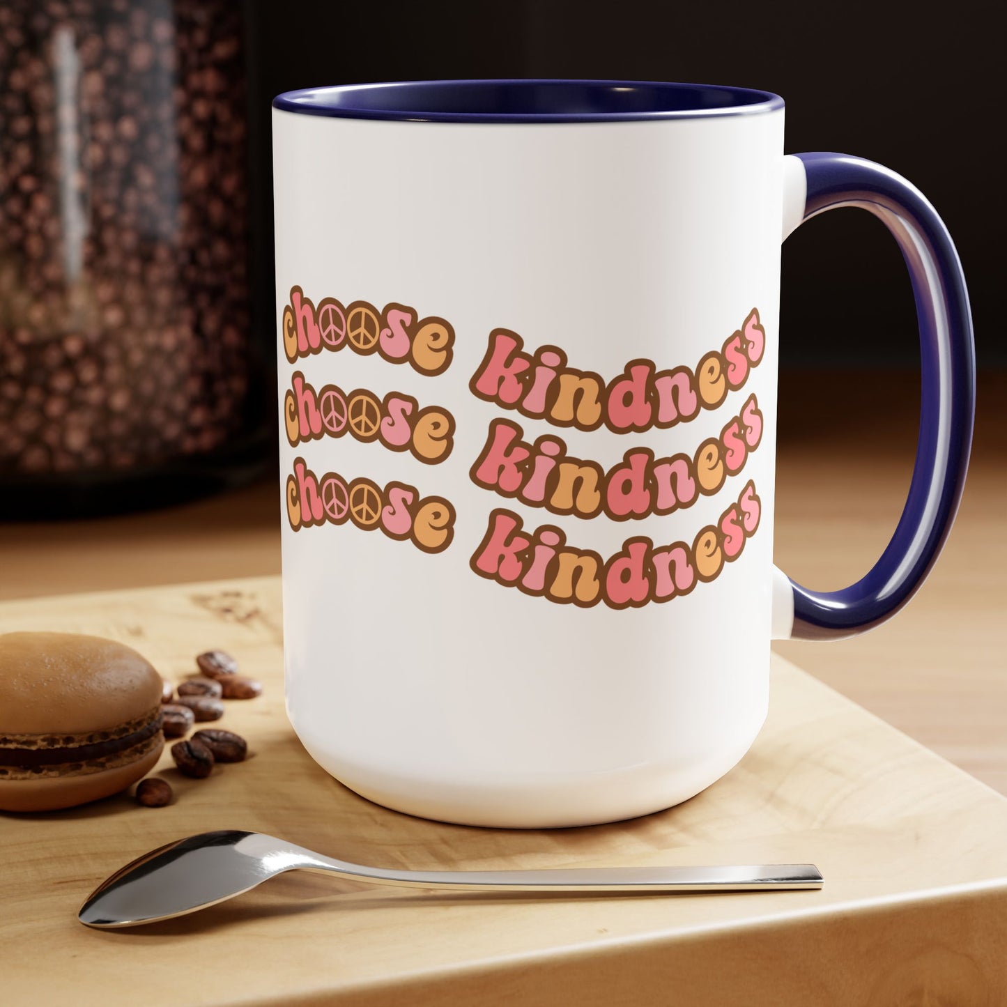 Choose Kindness Coffee Mug - 70s Wavy Retro | 15oz Accent