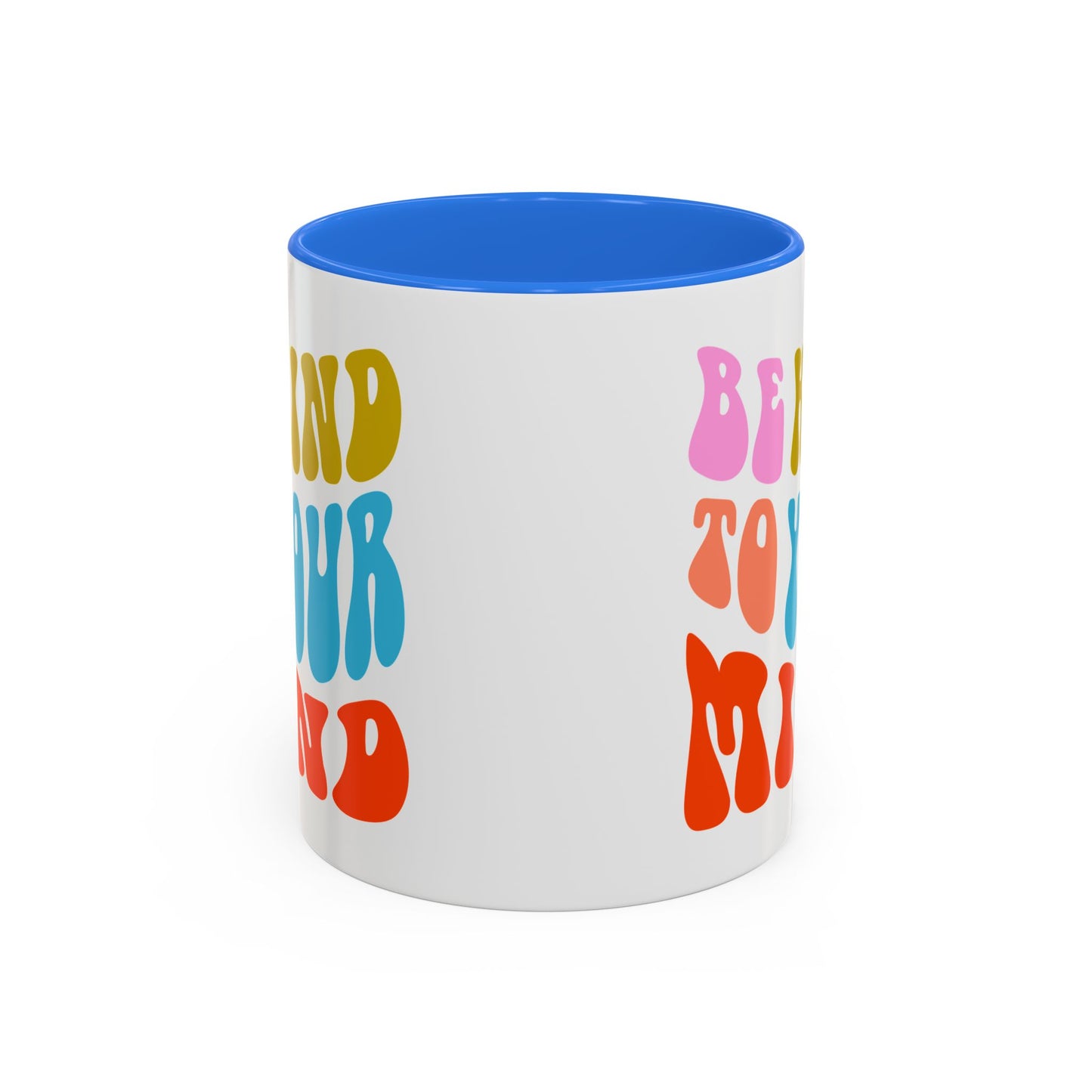 Be Kind To Your Mind Accent Mug – Retro Rainbow Letters | 11oz 15oz Multiple colors