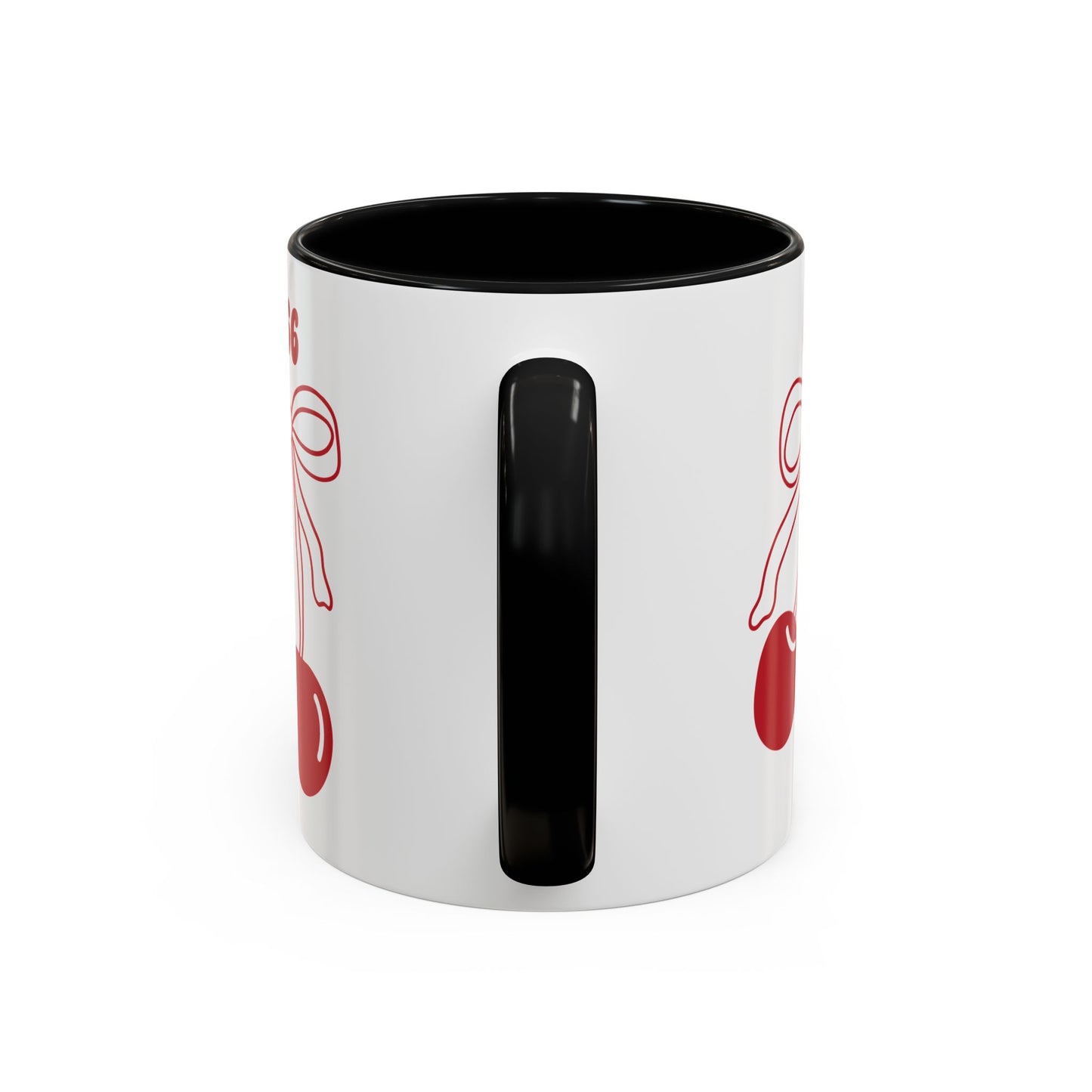 666 Angel Number Cherries Accent Mug – Coquette Bow Kawaii | 11oz 15oz — Pink, Red, Light Blue, Orange, Purple, Yellow