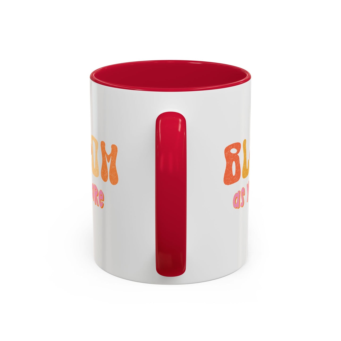 Bloom As You Are Accent Mug – Smiley Flower | 11oz 15oz Colored Handle