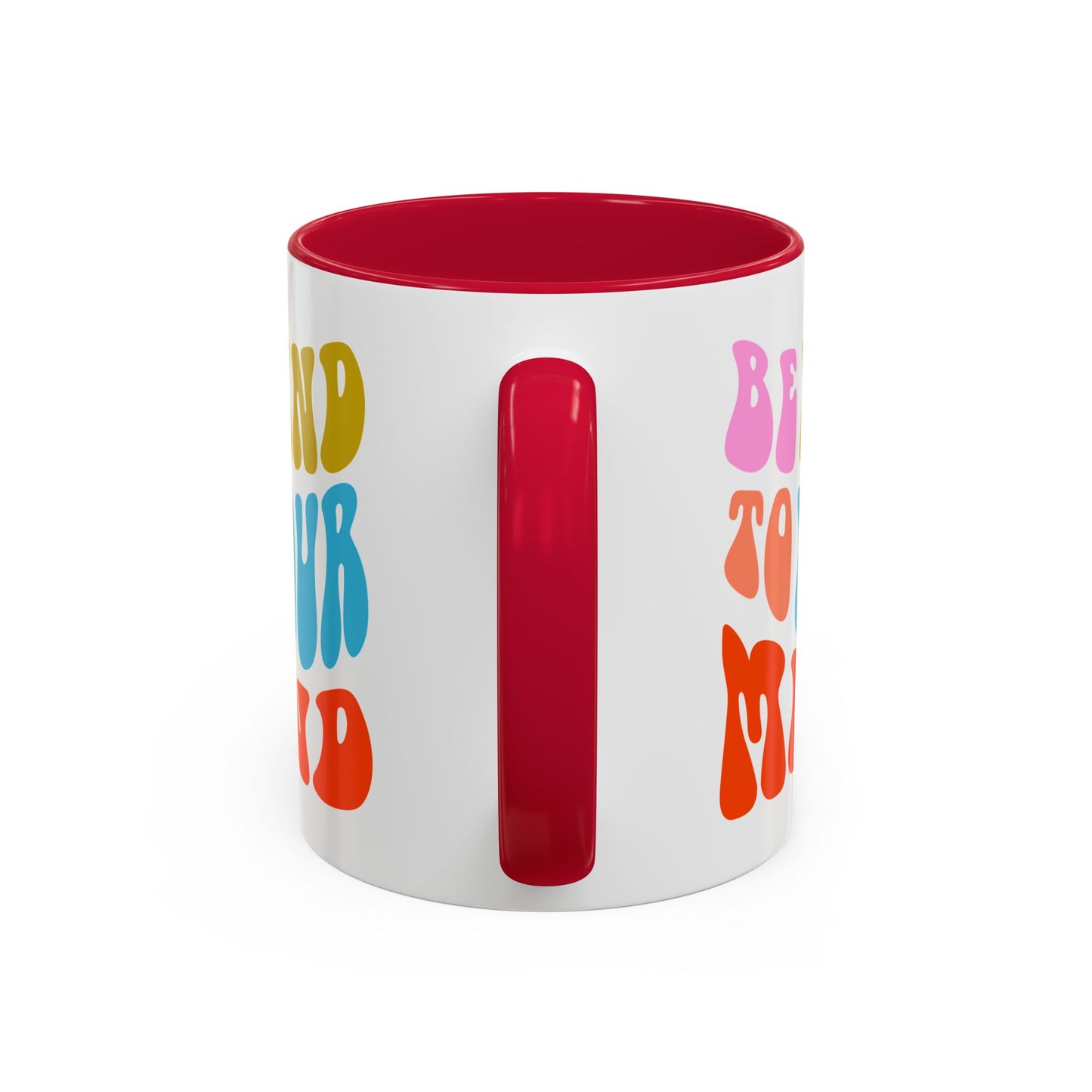 Be Kind To Your Mind Accent Mug – Retro Rainbow Letters | 11oz 15oz Multiple colors