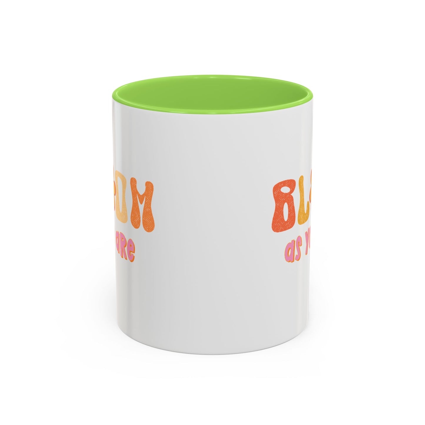 Bloom As You Are Accent Mug – Smiley Flower | 11oz 15oz Colored Handle