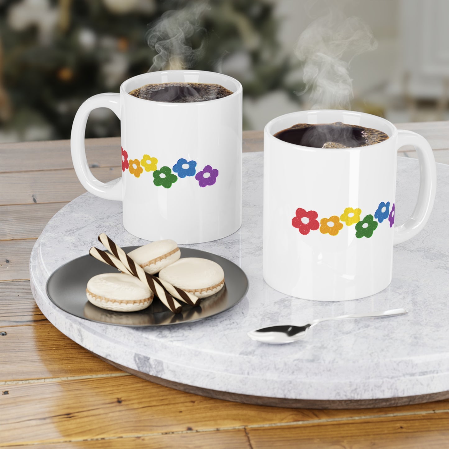 Rainbow Flower Arc Ceramic Mug – 11oz, 15oz, 20oz
