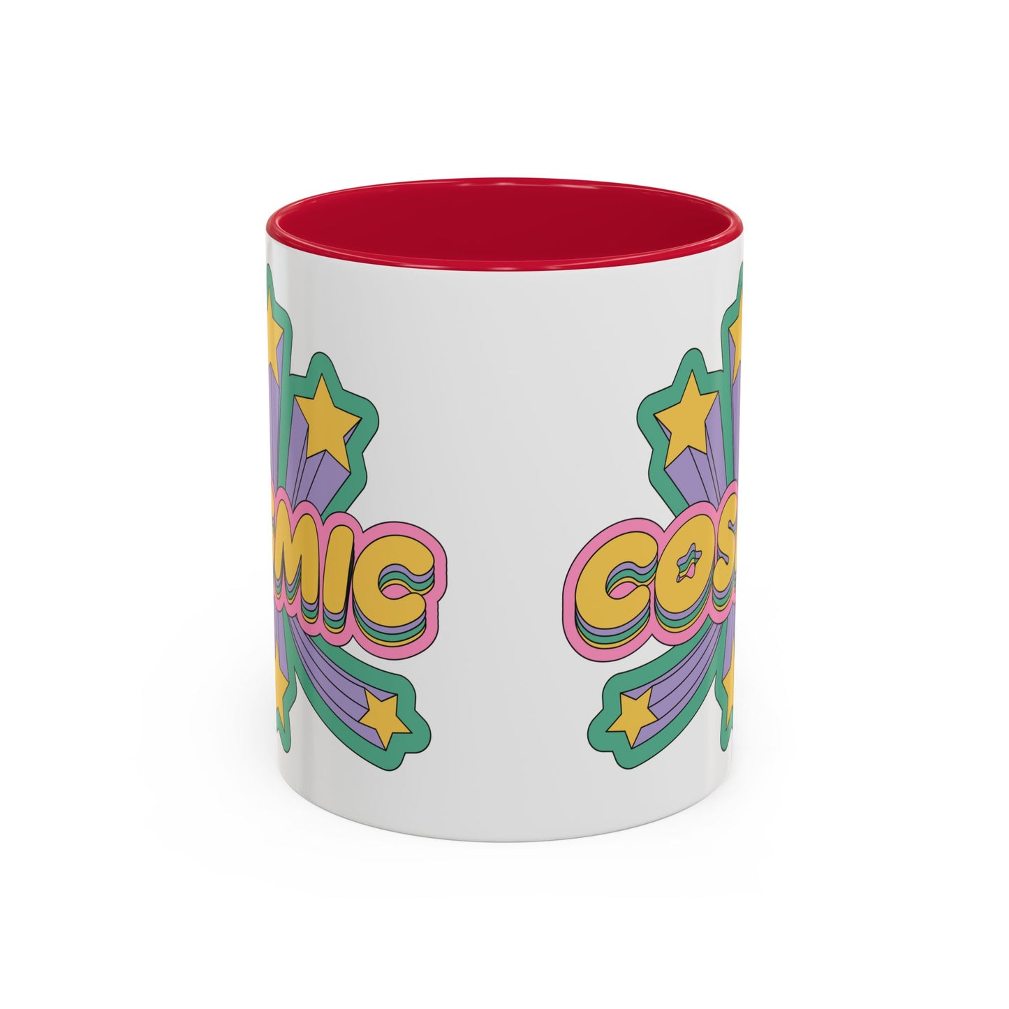 COSMIC Accent Mug – Retro Stars Burst | 11oz 15oz Colored Handle