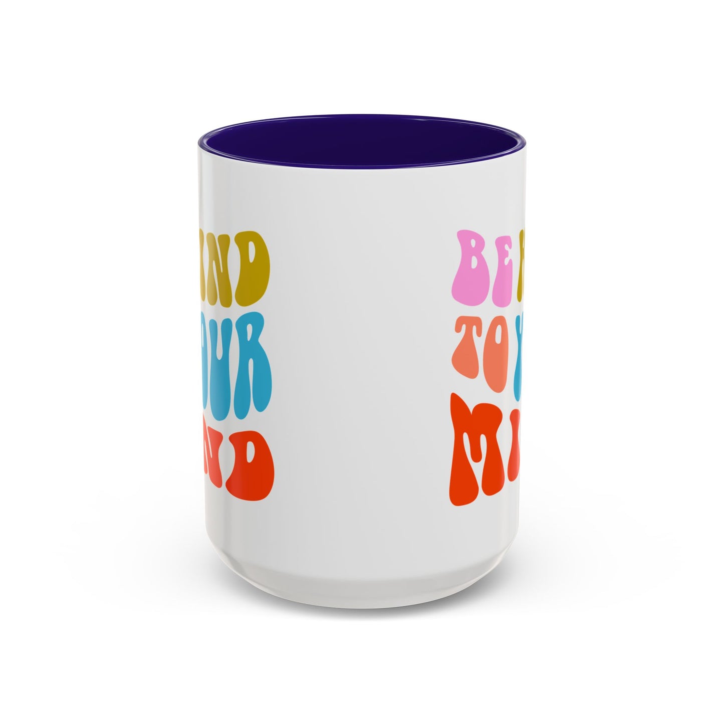 Be Kind To Your Mind Accent Mug – Retro Rainbow Letters | 11oz 15oz Multiple colors