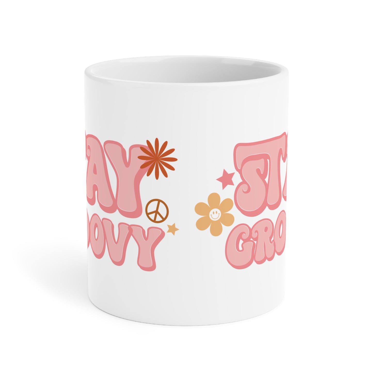 Stay Groovy Coffee Mug - 70s Pastel Wavy Type | 11oz 15oz 20oz
