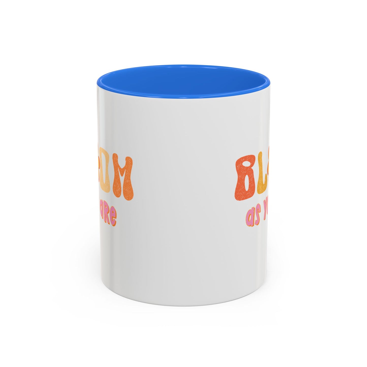 Bloom As You Are Accent Mug – Smiley Flower | 11oz 15oz Colored Handle