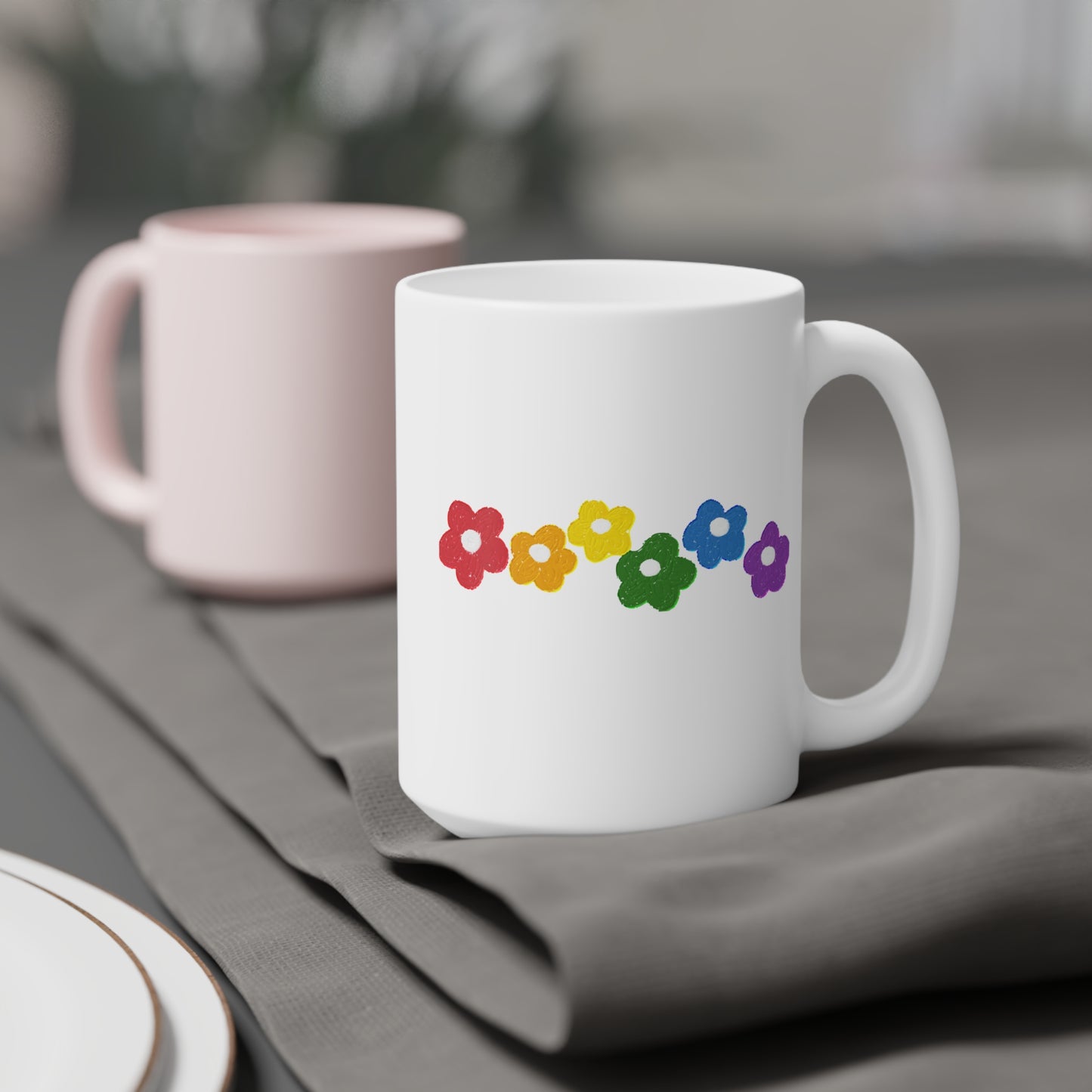 Rainbow Flower Arc Ceramic Mug – 11oz, 15oz, 20oz