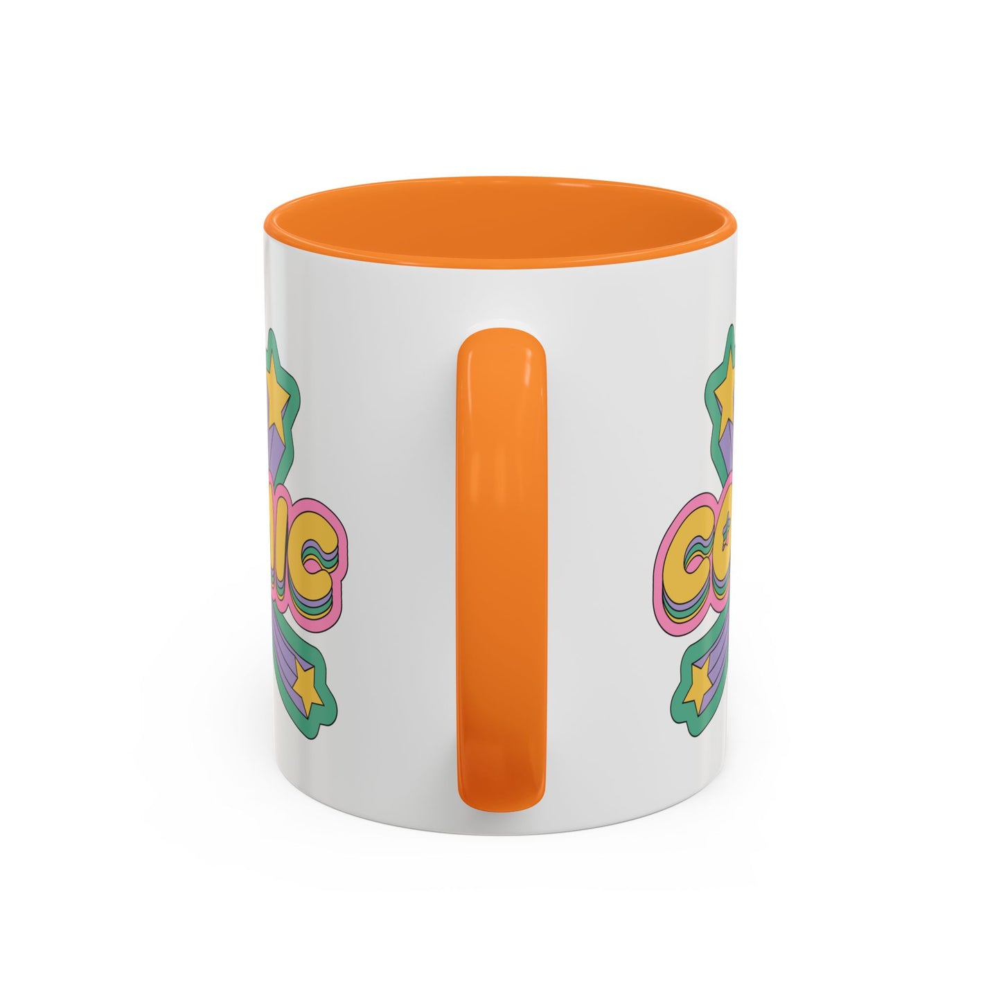 COSMIC Accent Mug – Retro Stars Burst | 11oz 15oz Colored Handle