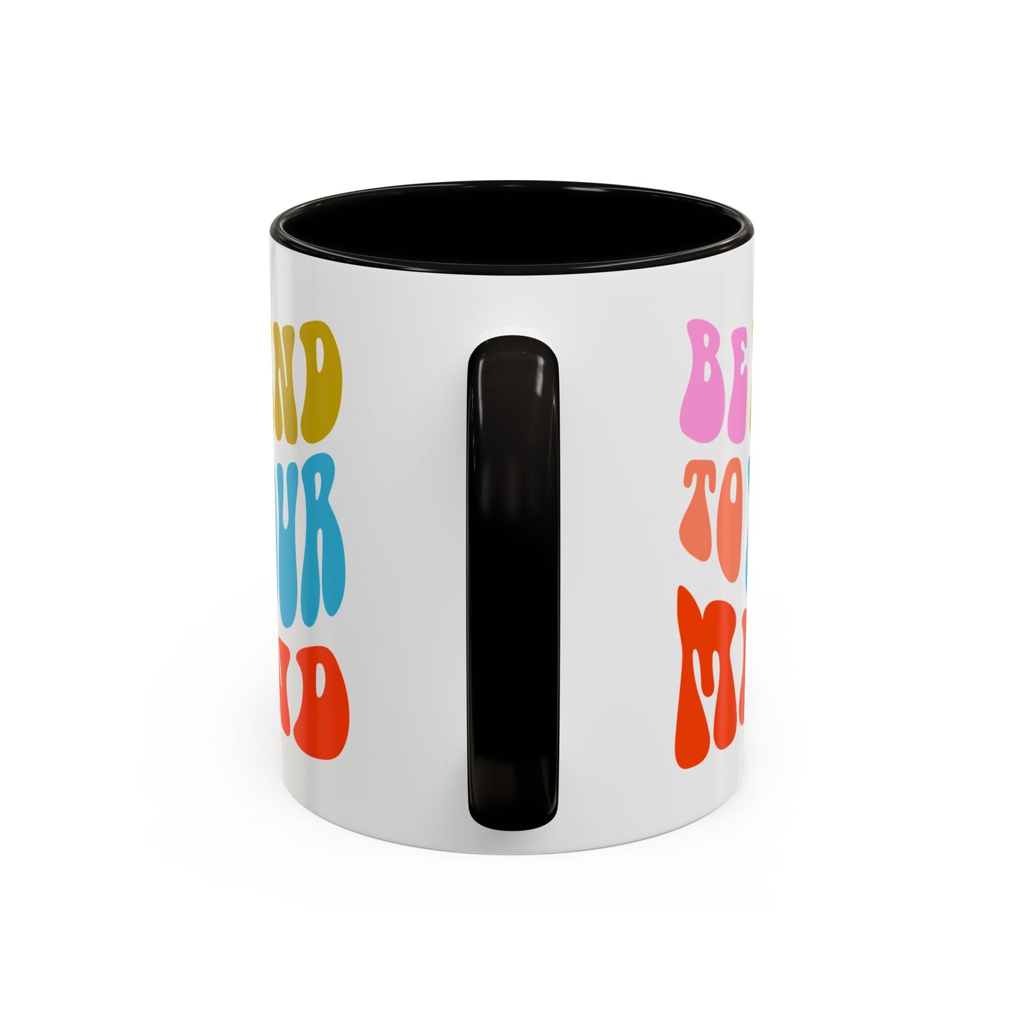 Be Kind To Your Mind Accent Mug – Retro Rainbow Letters | 11oz 15oz Multiple colors