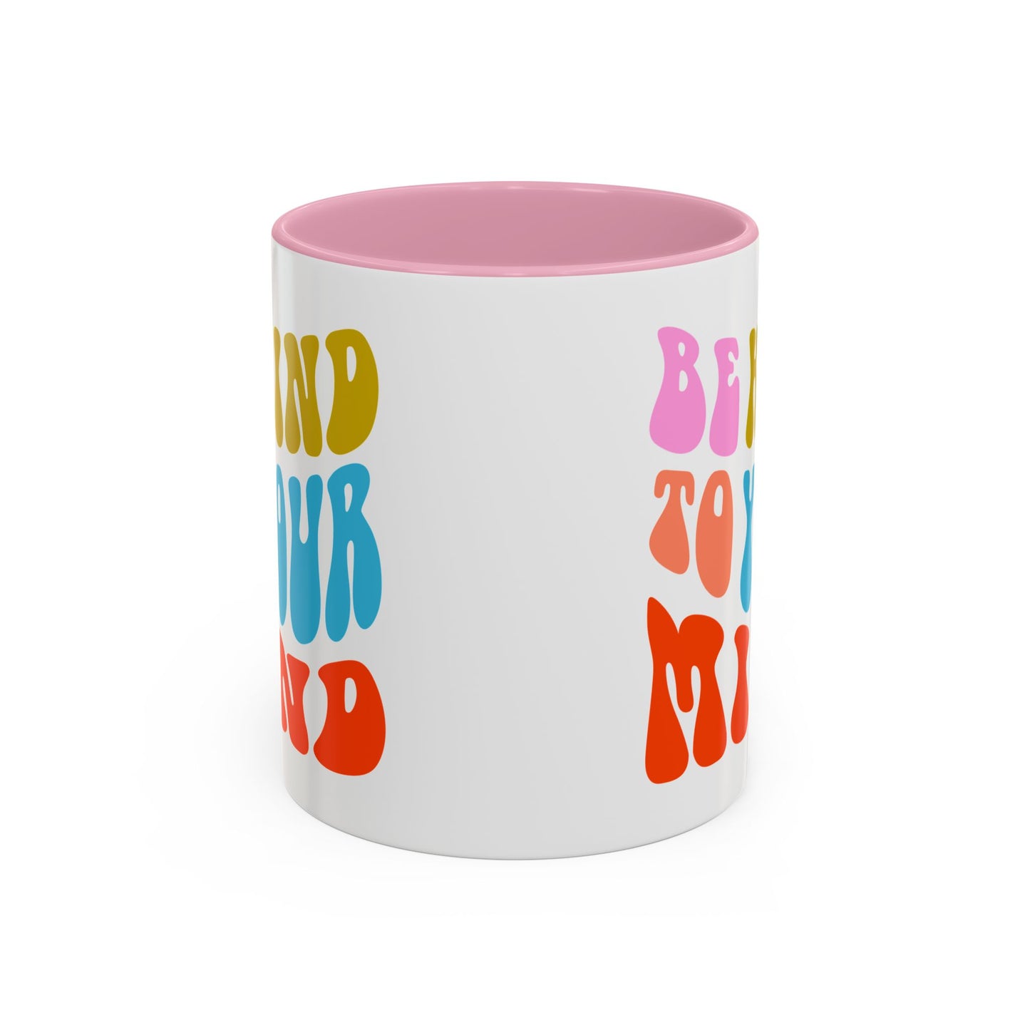 Be Kind To Your Mind Accent Mug – Retro Rainbow Letters | 11oz 15oz Multiple colors