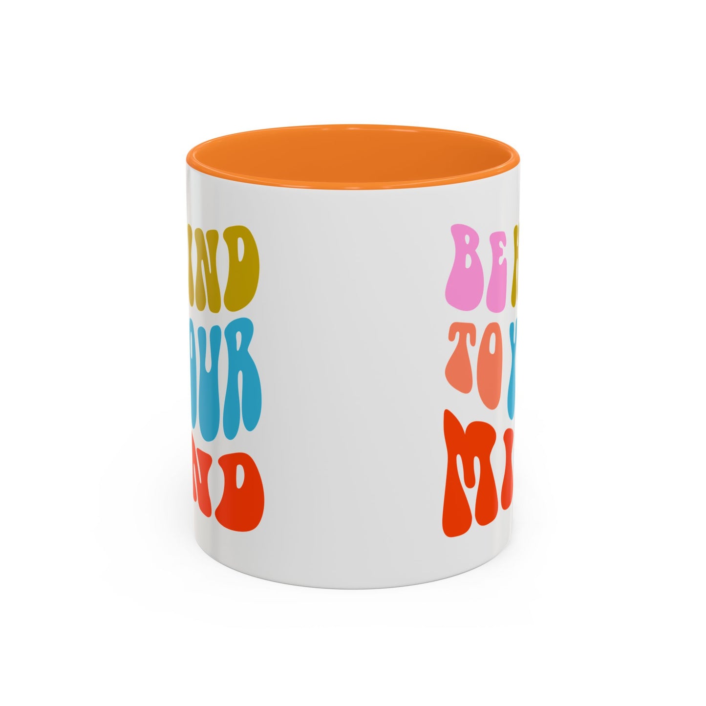 Be Kind To Your Mind Accent Mug – Retro Rainbow Letters | 11oz 15oz Multiple colors