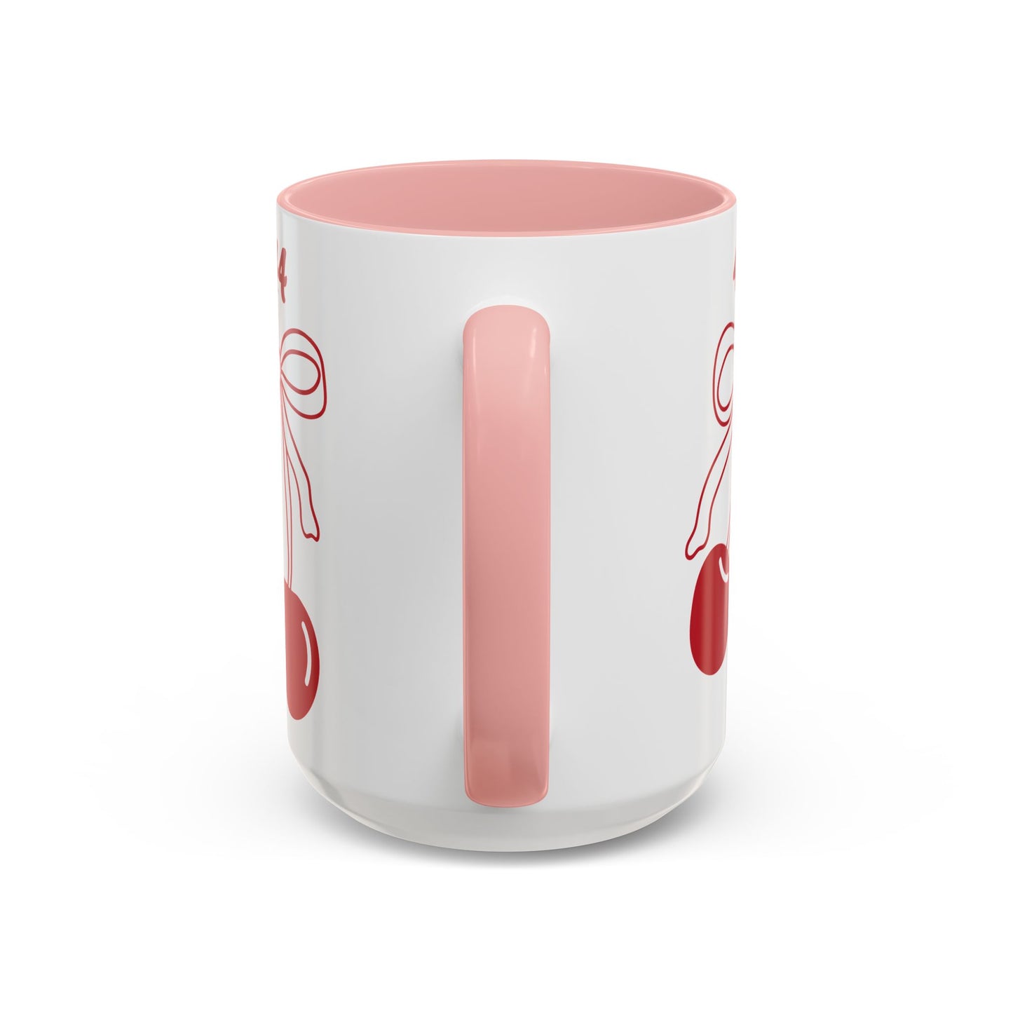 444 Angel Number Cherries Accent Mug – Coquette Bow Kawaii | 11oz 15oz — Navy, Light Blue, Orange, Purple, Yellow