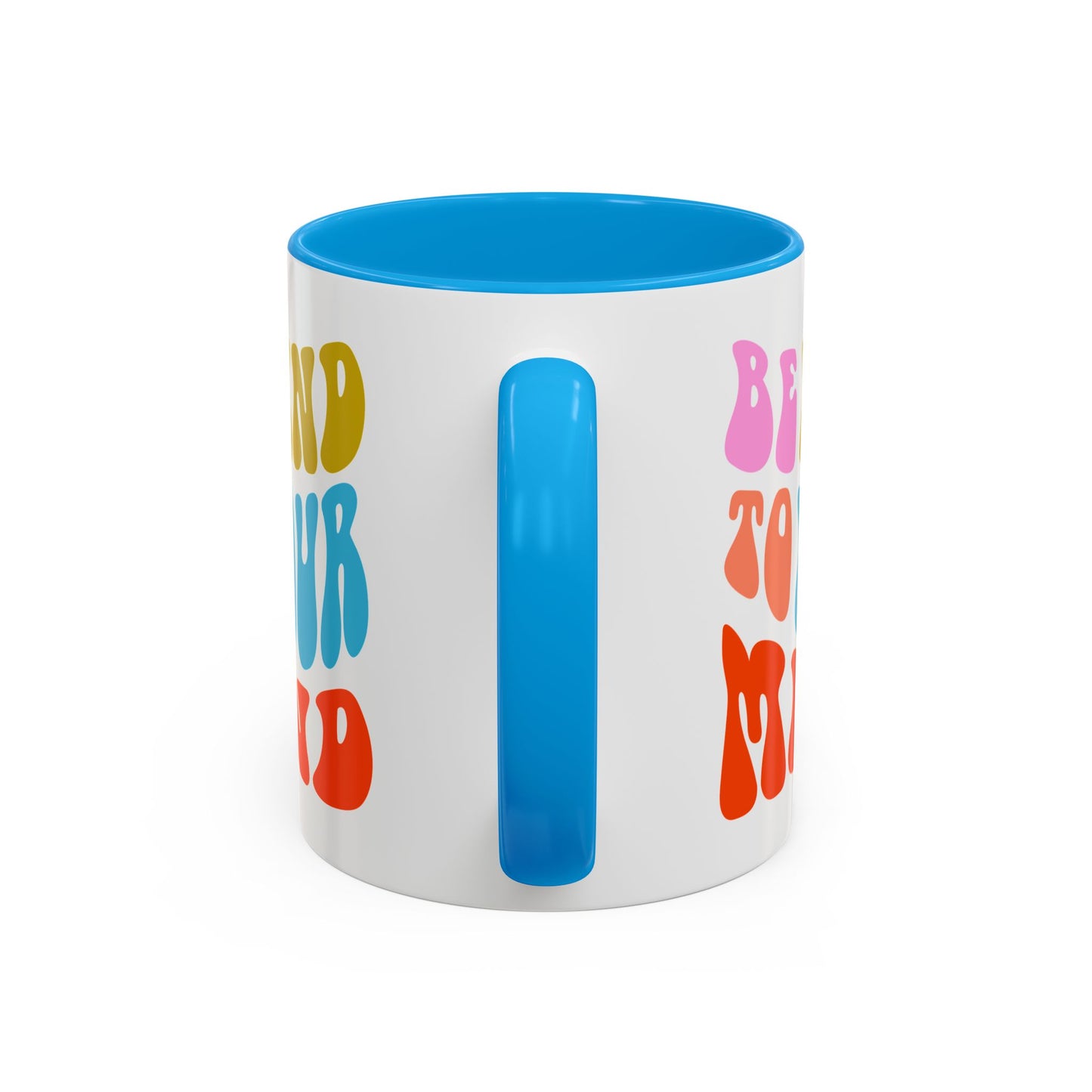 Be Kind To Your Mind Accent Mug – Retro Rainbow Letters | 11oz 15oz Multiple colors