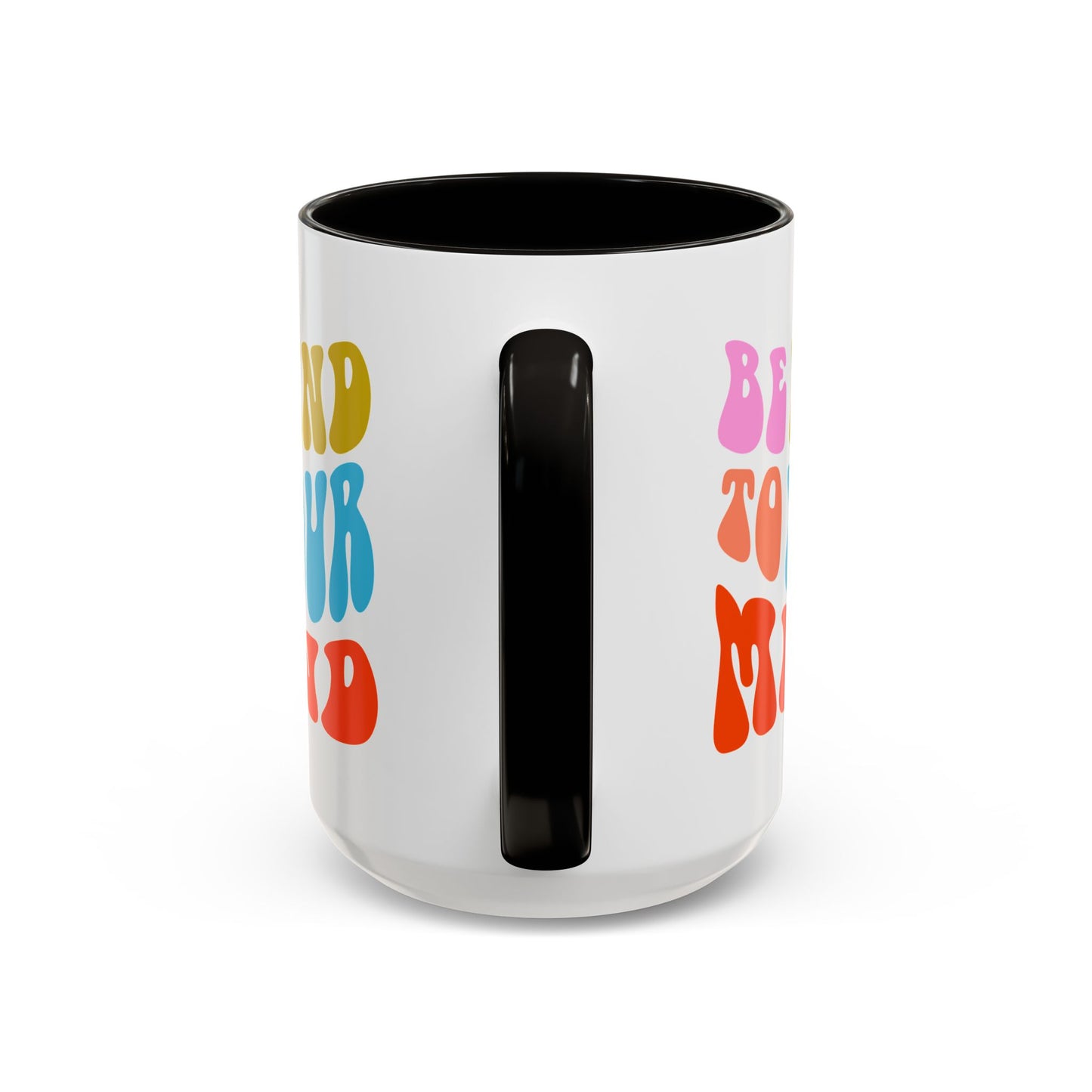 Be Kind To Your Mind Accent Mug – Retro Rainbow Letters | 11oz 15oz Multiple colors