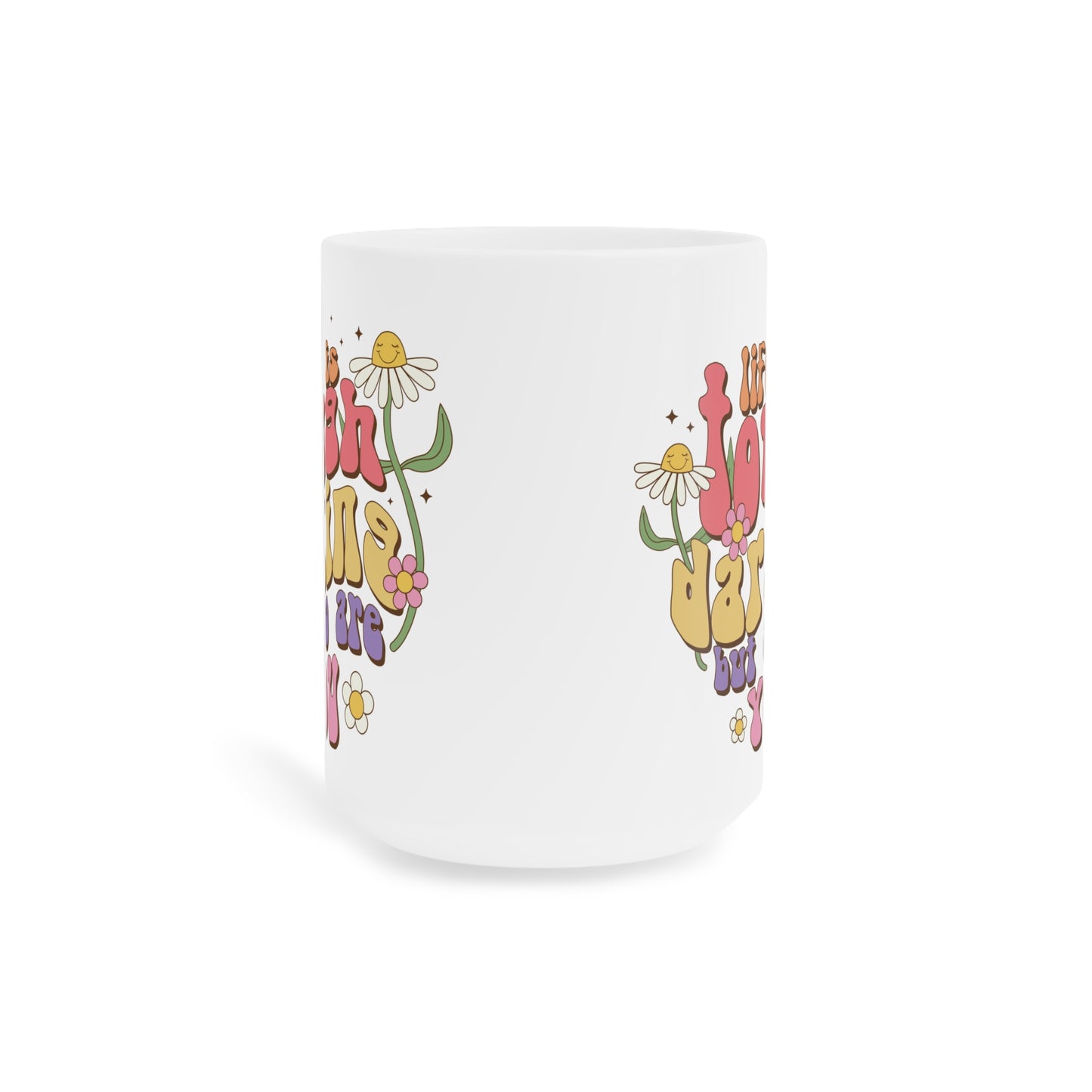 70s Groovy Life is Tough Darling Coffee Mug 20oz - Wavy Font, Multi-Color - Inspirational Resilience Gift, Vintage Style Drinkware