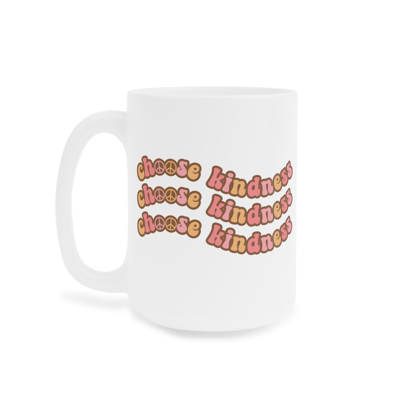 Choose Kindness Coffee Mug – 70s Wavy Retro Pastel | 11oz 15oz 20oz