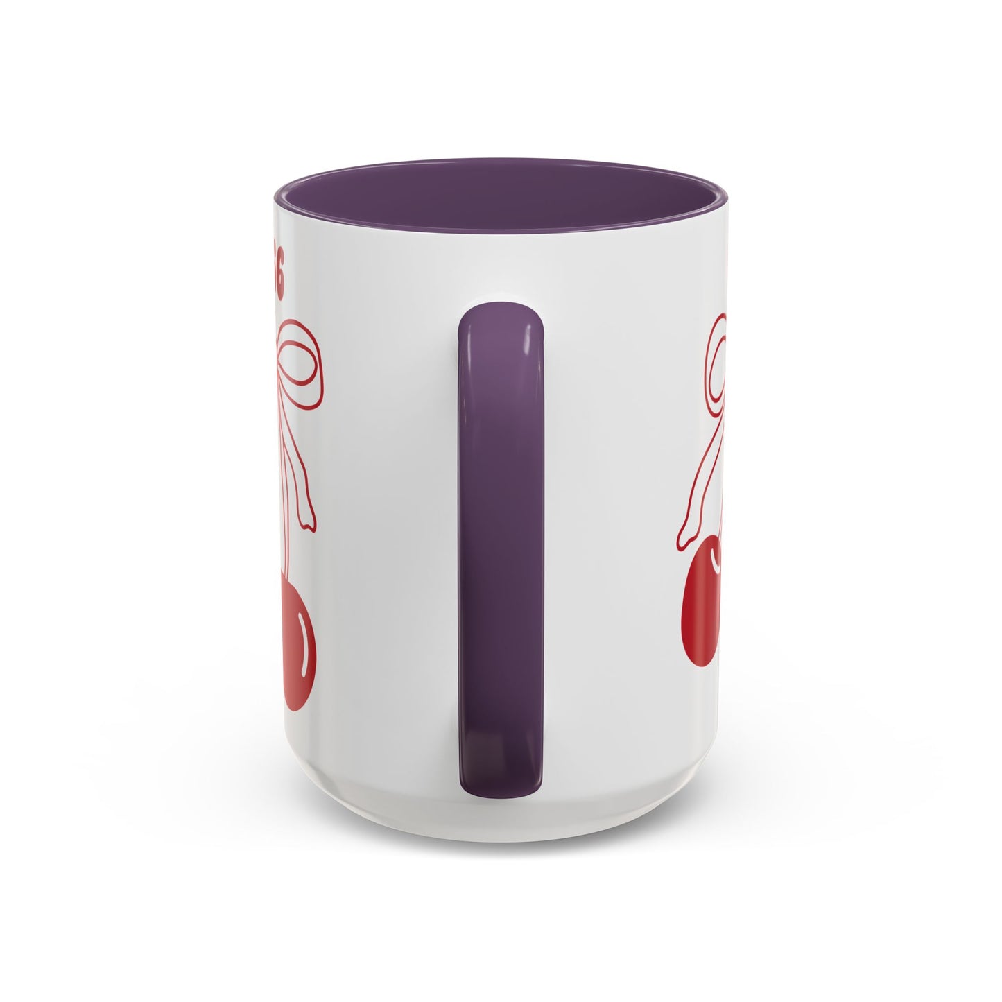 666 Angel Number Cherries Accent Mug – Coquette Bow Kawaii | 11oz 15oz — Pink, Red, Light Blue, Orange, Purple, Yellow