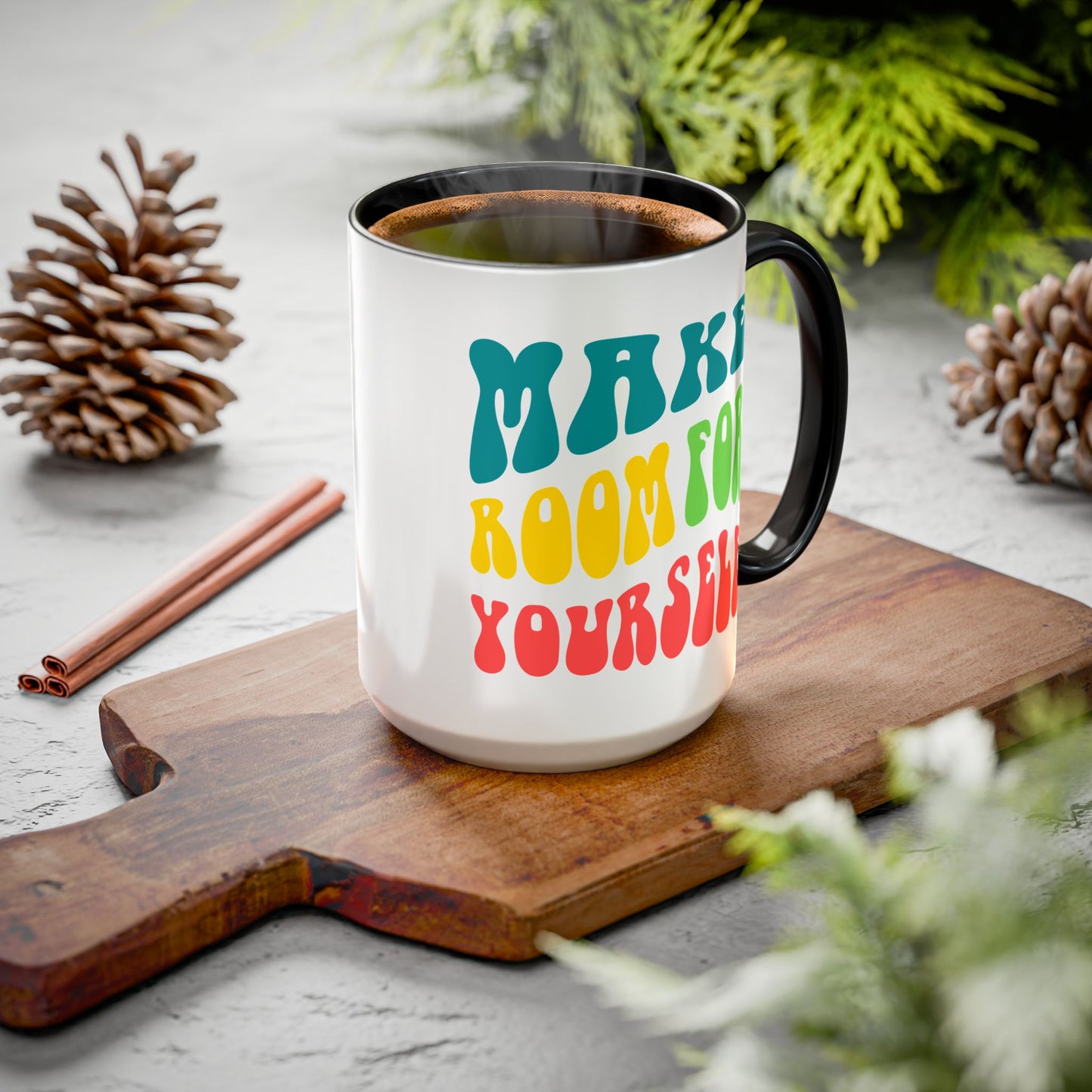 Make Room For Yourself – Retro Affirmation Accent Mug (11oz/15oz)