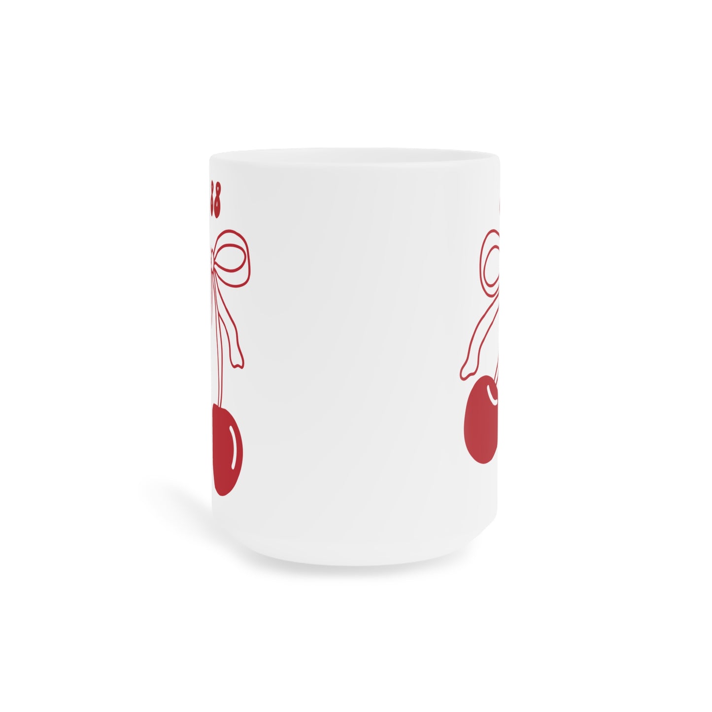 888 Angel Number Cherries Coffee Mug – Coquette Bow Kawaii | 11oz 15oz 20oz White Ceramic
