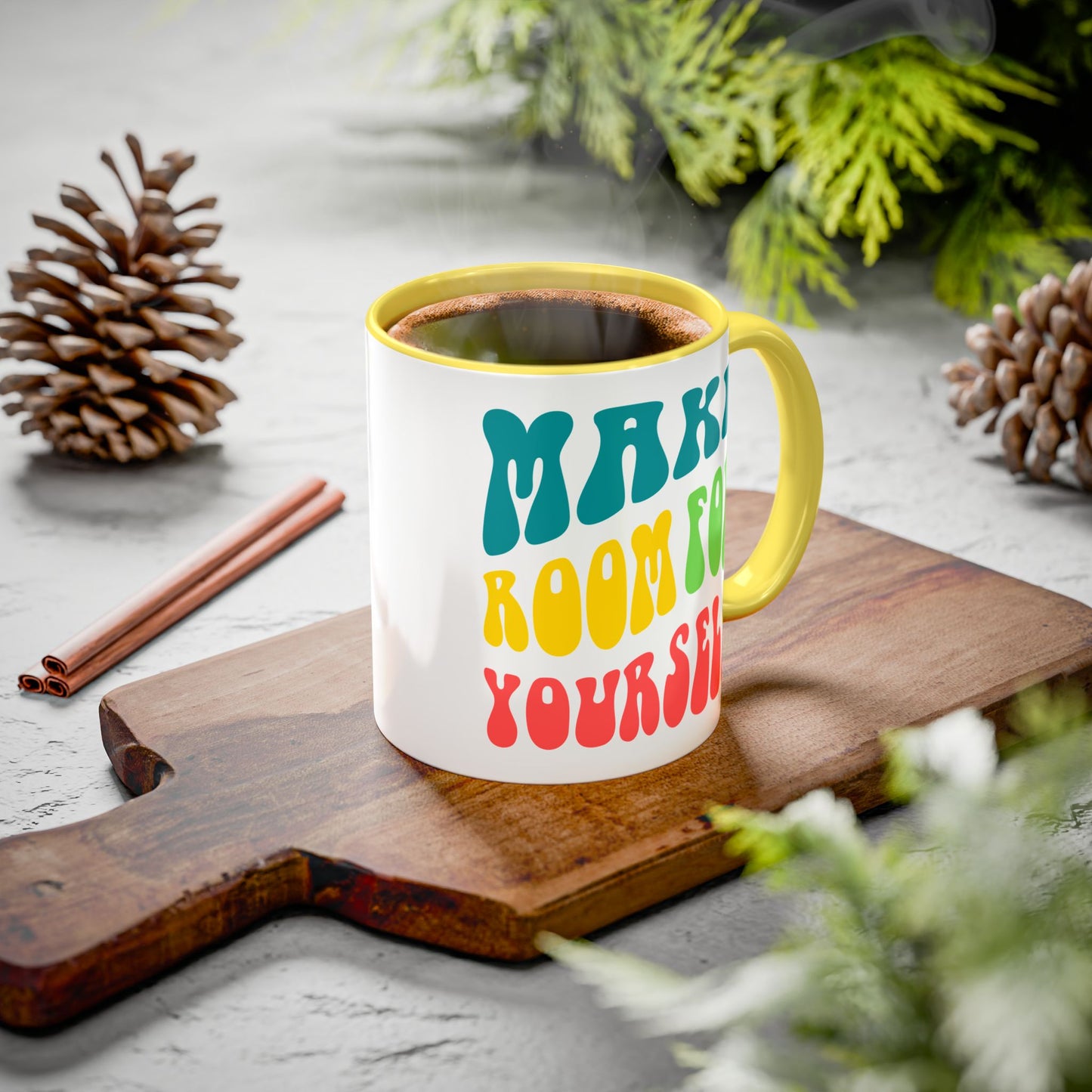 Make Room For Yourself – Retro Affirmation Accent Mug (11oz/15oz)