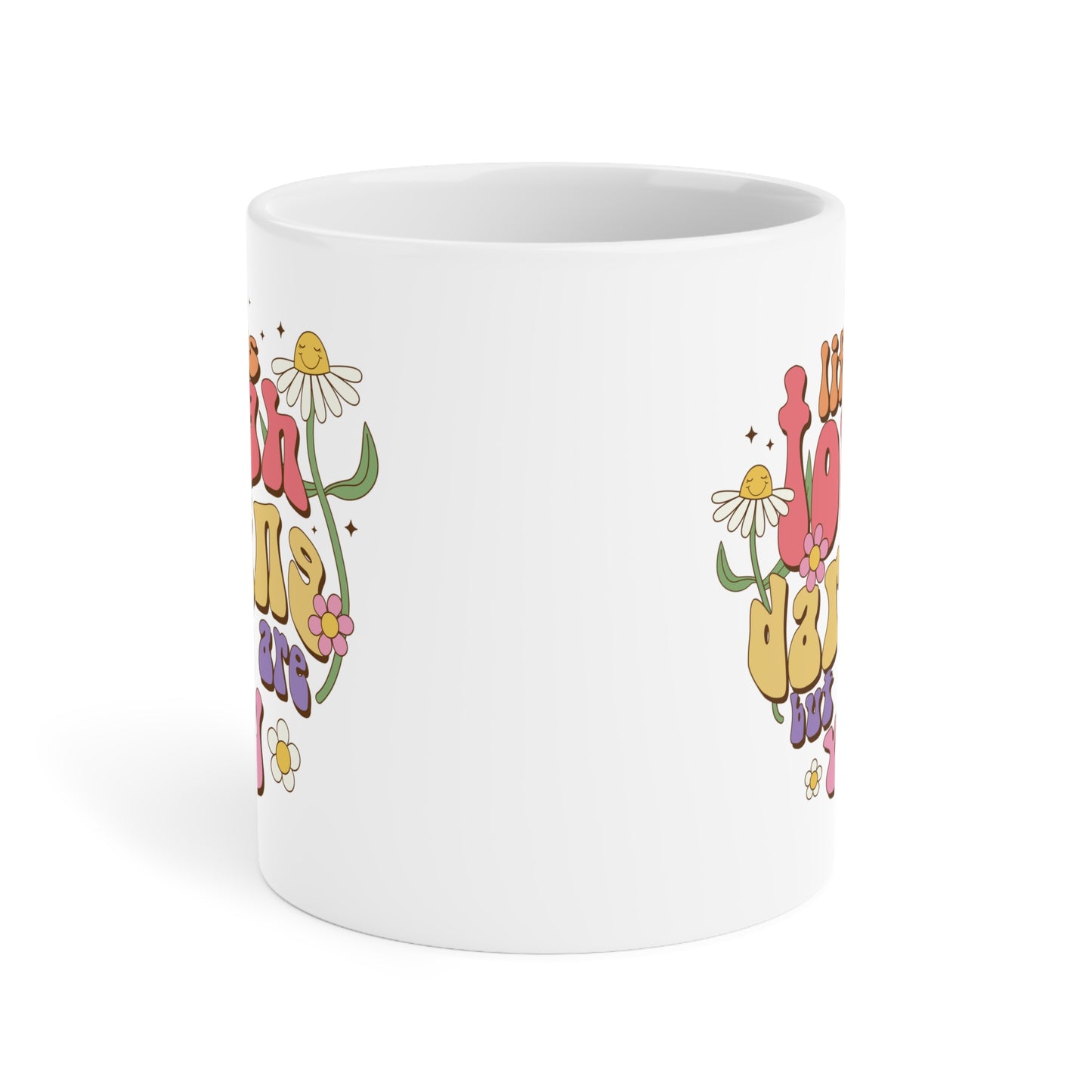 70s Groovy Life is Tough Darling Coffee Mug 20oz - Wavy Font, Multi-Color - Inspirational Resilience Gift, Vintage Style Drinkware
