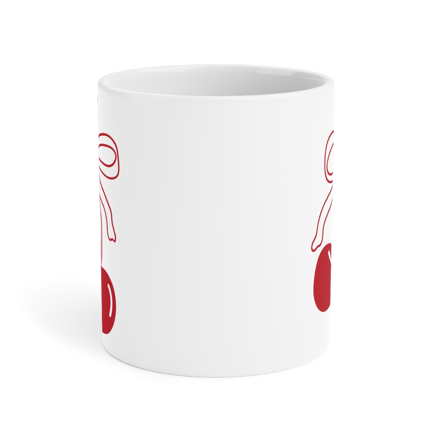 111 Angel Number Cherries Coffee Mug – Coquette Bow Kawaii Coffee Mug | 11oz 15oz 20oz White Ceramic