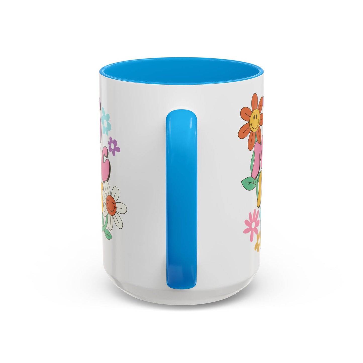 The Magic Is In You Accent Mug – Retro Flower Lettering | 11oz 15oz Colored Handle