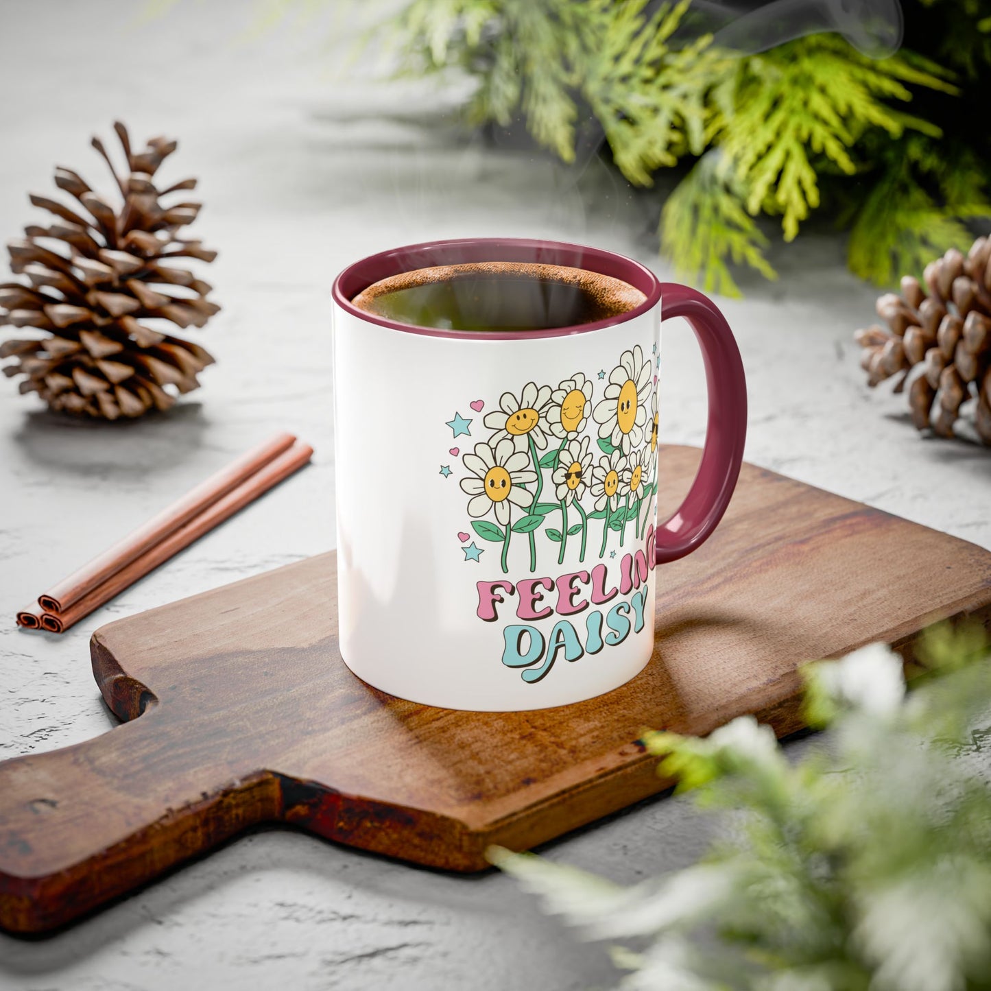 Feeling Daisy – Groovy Floral Accent Mug (11oz/15oz)