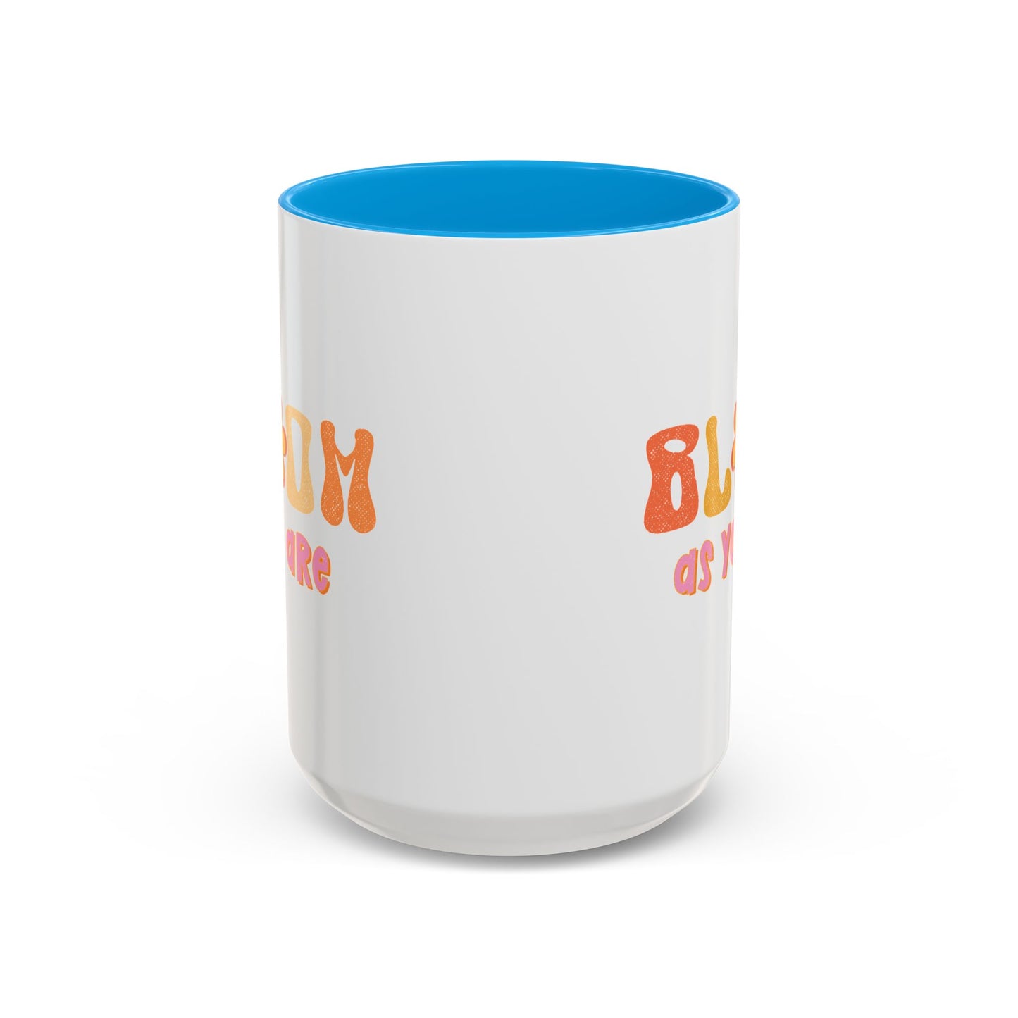 Bloom As You Are Accent Mug – Smiley Flower | 11oz 15oz Colored Handle
