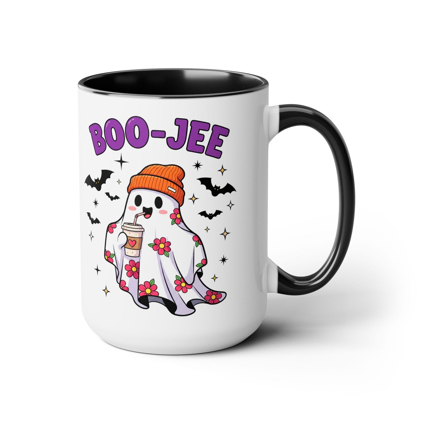 Boo-Jee Ghost Coffee Mug – Black Accent | Halloween Groovy Vibes