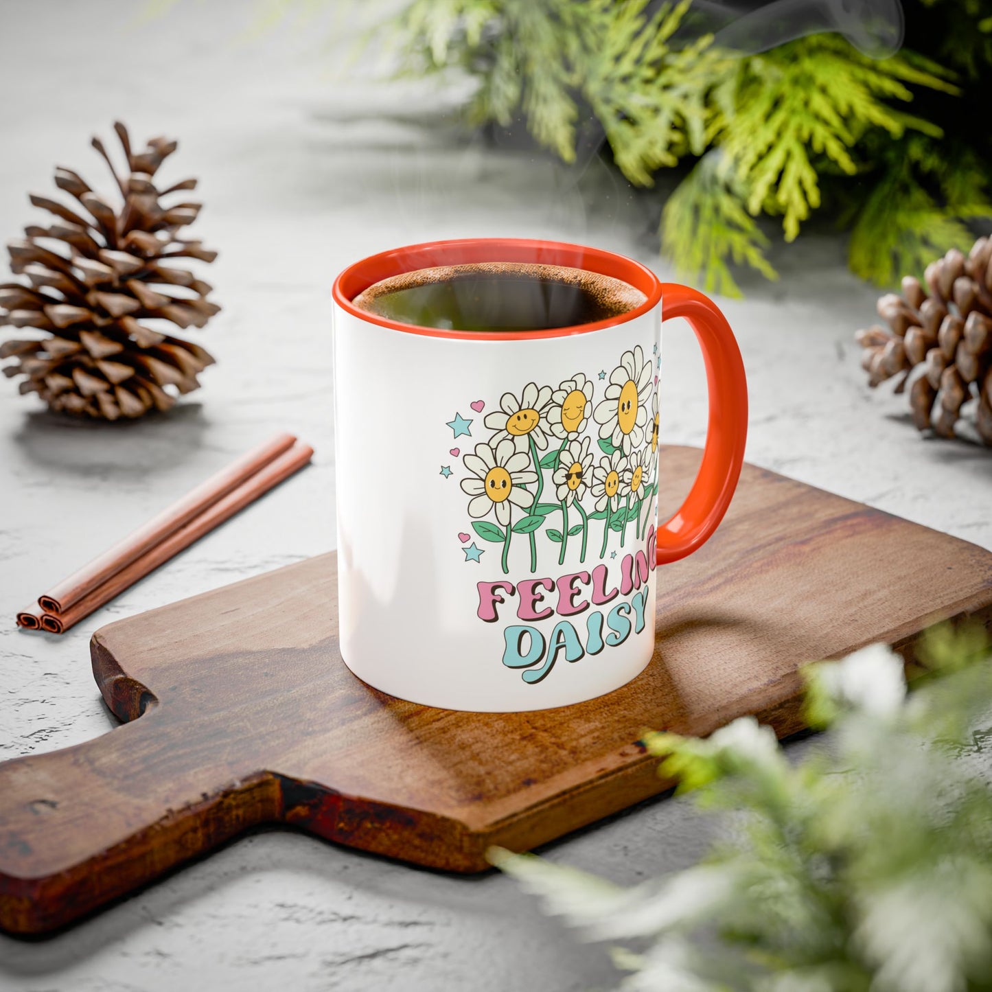 Feeling Daisy – Groovy Floral Accent Mug (11oz/15oz)