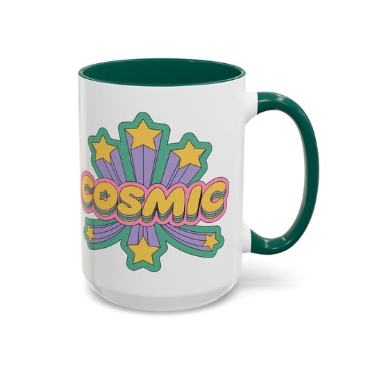 COSMIC Accent Mug – Retro Stars Burst | 11oz 15oz Colored Handle