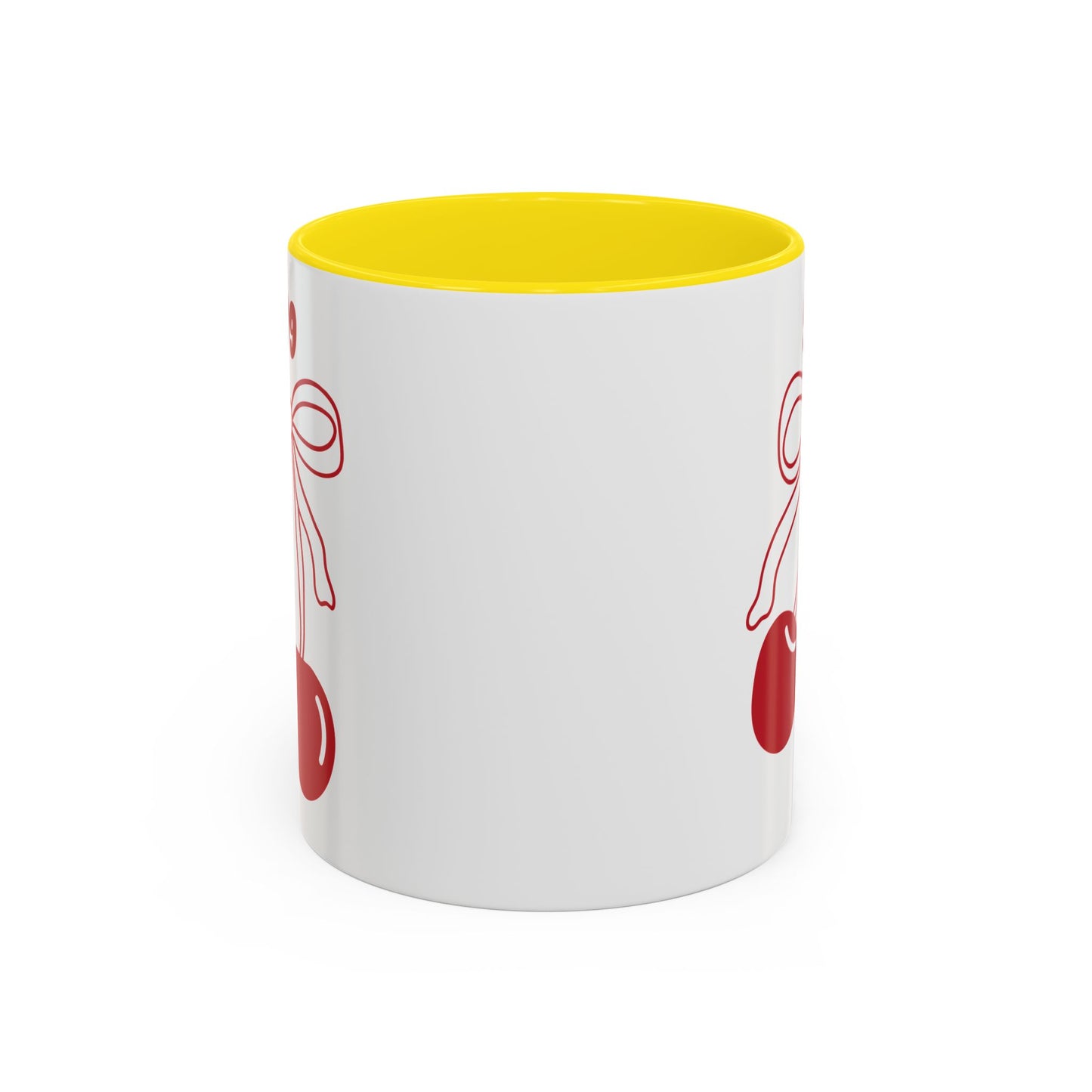 999 Angel Number Cherries Accent Mug – Coquette Bow Kawaii | 11oz 15oz — Black, Navy, Pink, Red, Light Blue, Orange