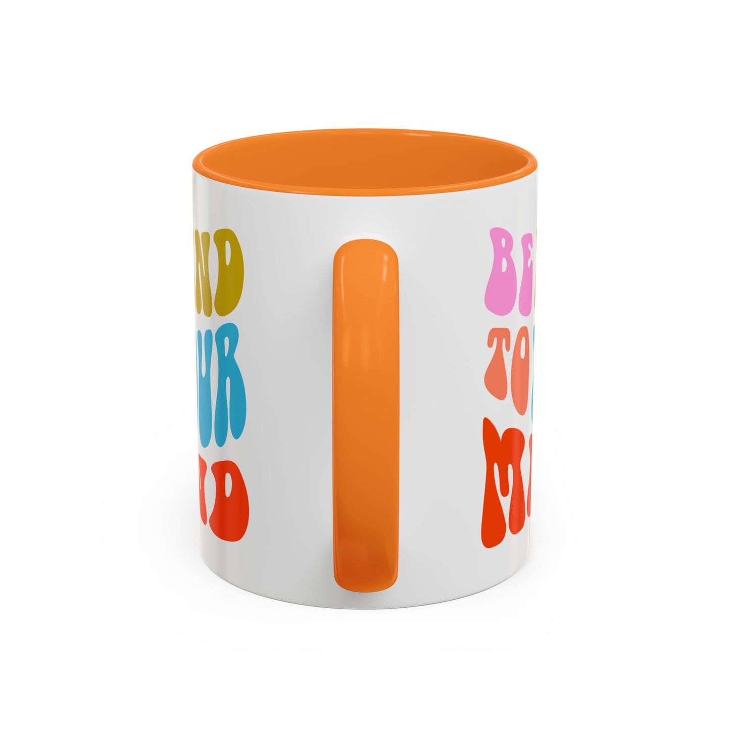 Be Kind To Your Mind Accent Mug – Retro Rainbow Letters | 11oz 15oz Multiple colors