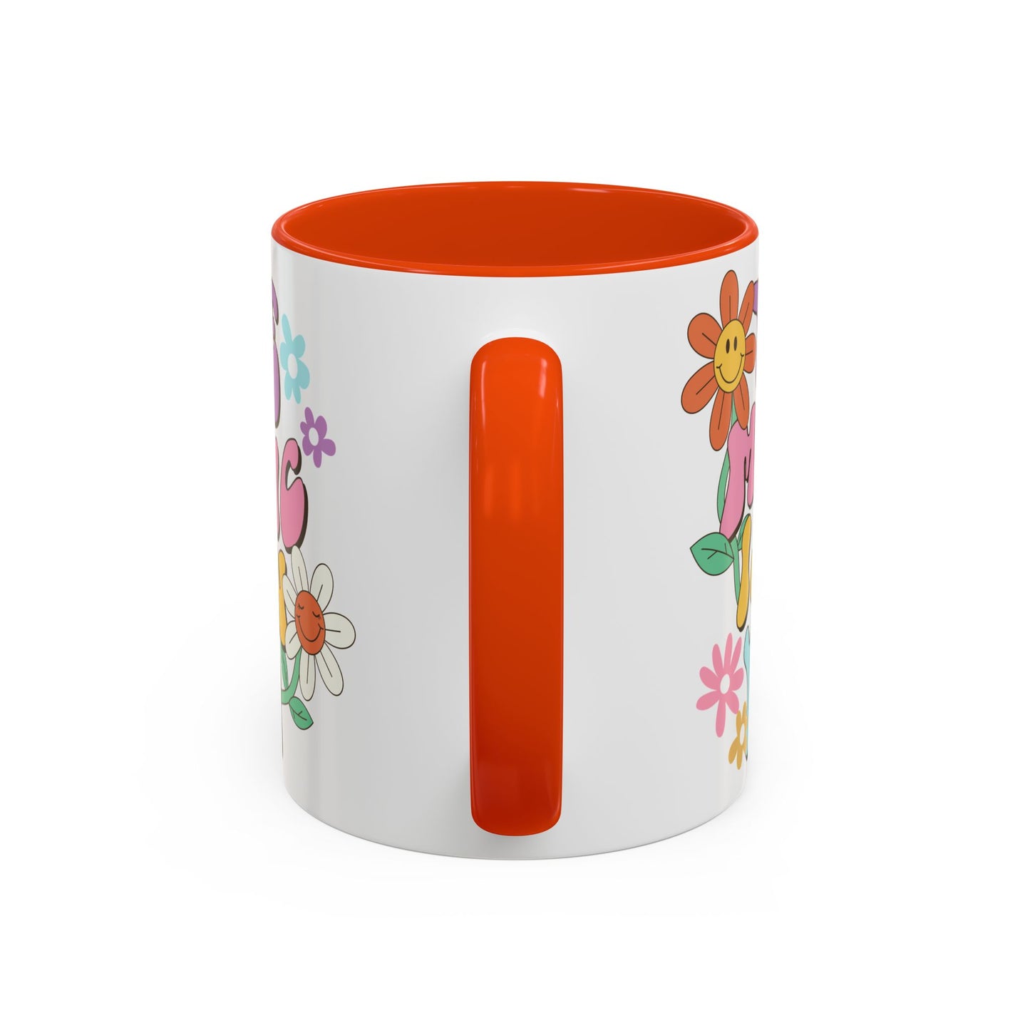 The Magic Is In You Accent Mug – Retro Flower Lettering | 11oz 15oz Colored Handle