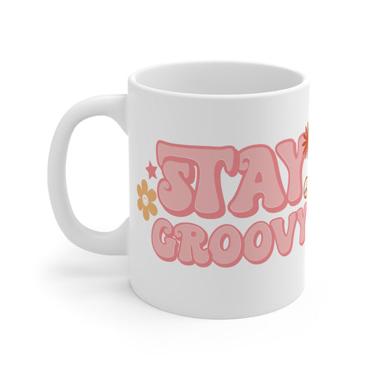 Stay Groovy Coffee Mug - 70s Pastel Wavy Type | 11oz 15oz 20oz